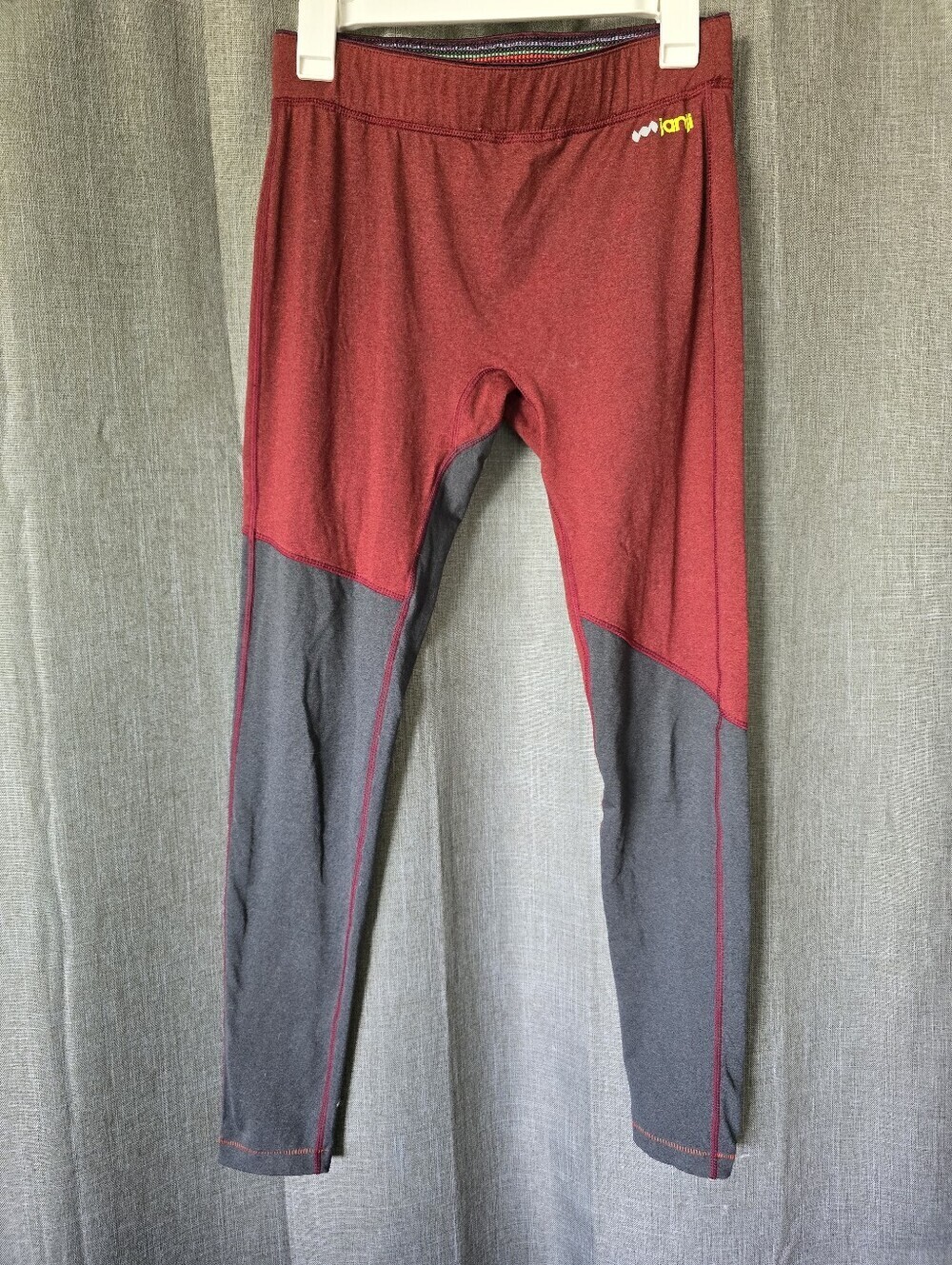 Janji Two Toned Zipper Leggings Women's Size M Grey/Red